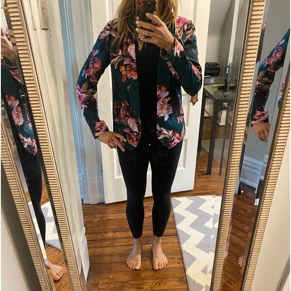 Printed silk blazer